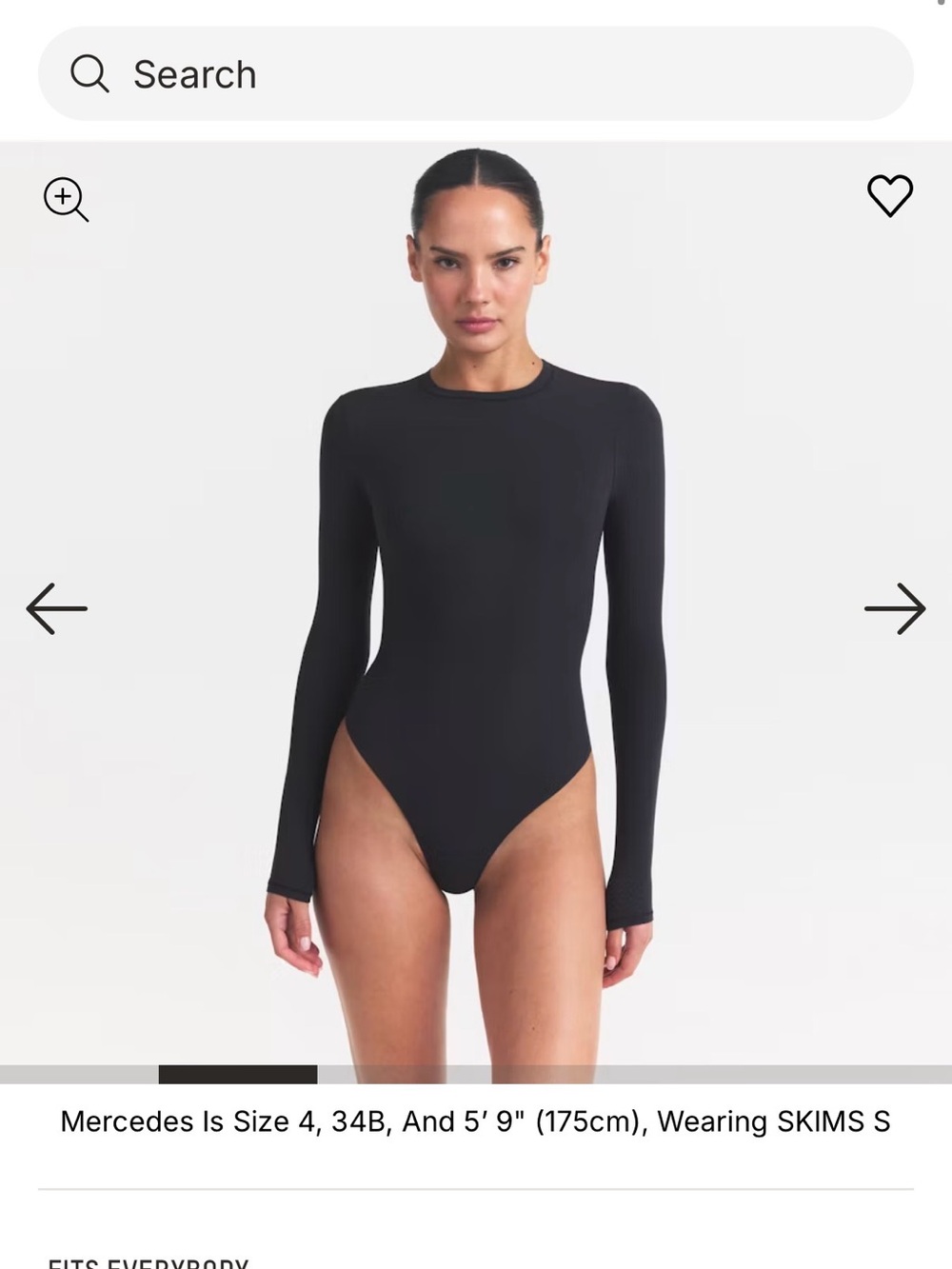 SKIMS Black Long-Sleeve Crewneck Bodysuit